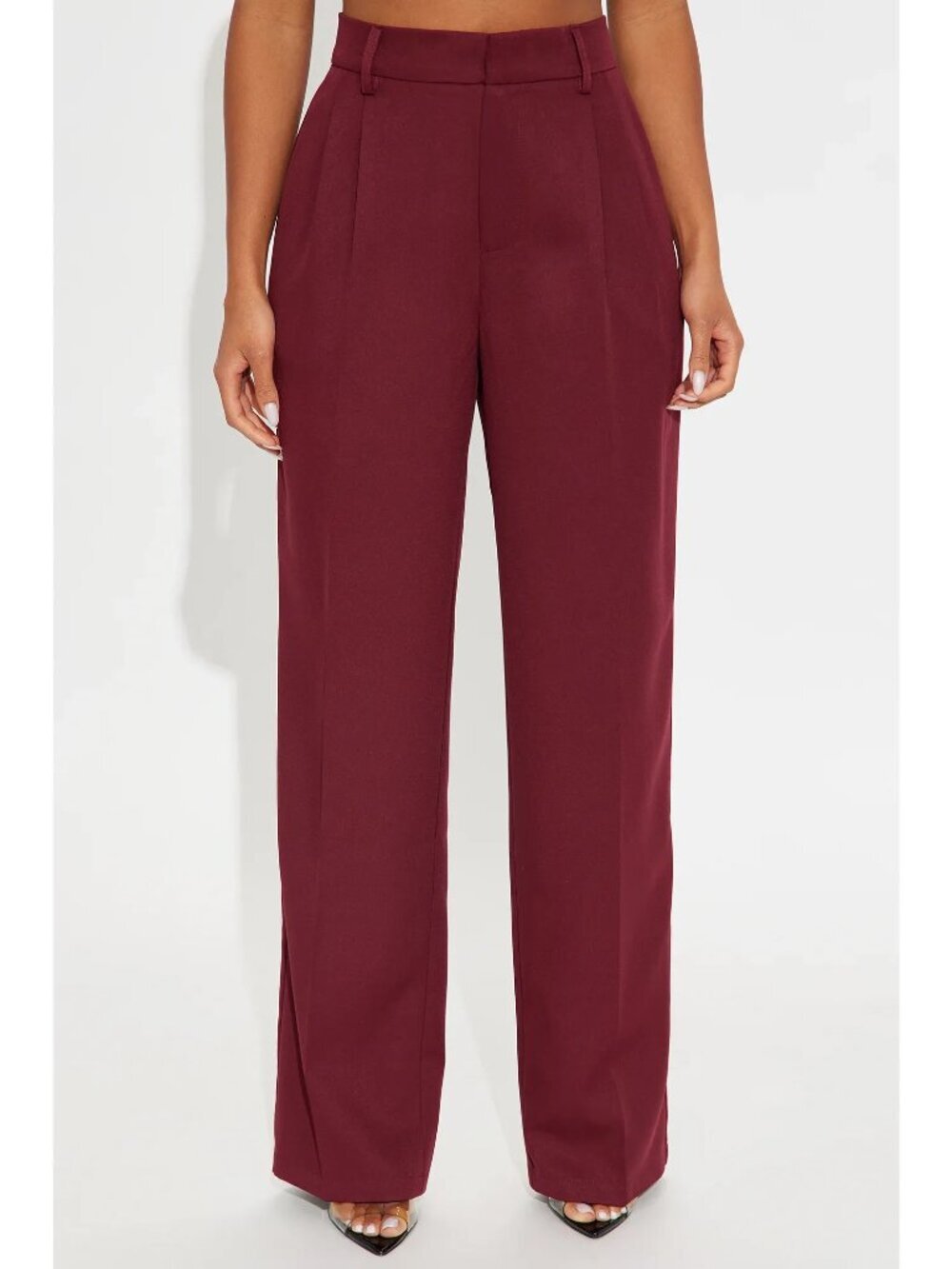 NWT Bar III Burgundy Red Wide Leg Trouser Pants Women's Size 16
